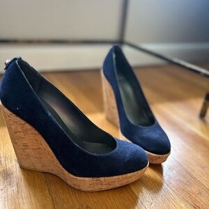 Stuart Weitzman “corkswoon” Navy Wedges